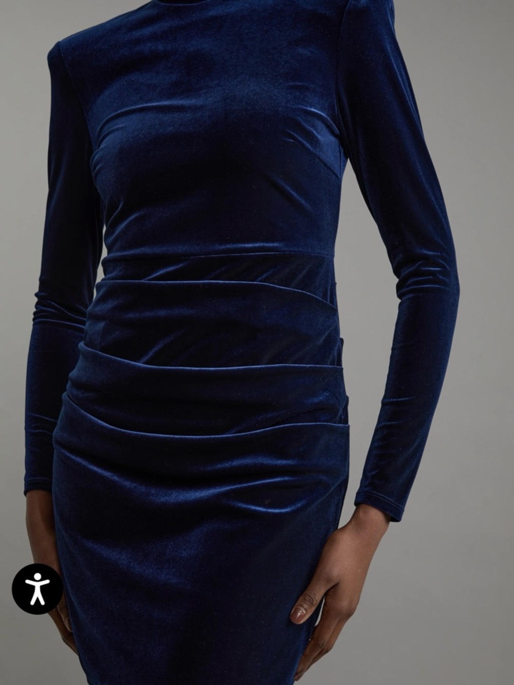 Karen Millen Tailored Navy Blue Velvet Long Sleeve Dress
